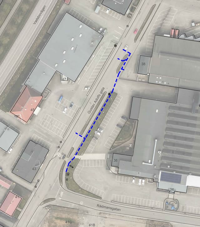 Karta över Gustav Adolfs gata
