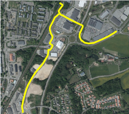 Sträckan som ingår i etapp 1