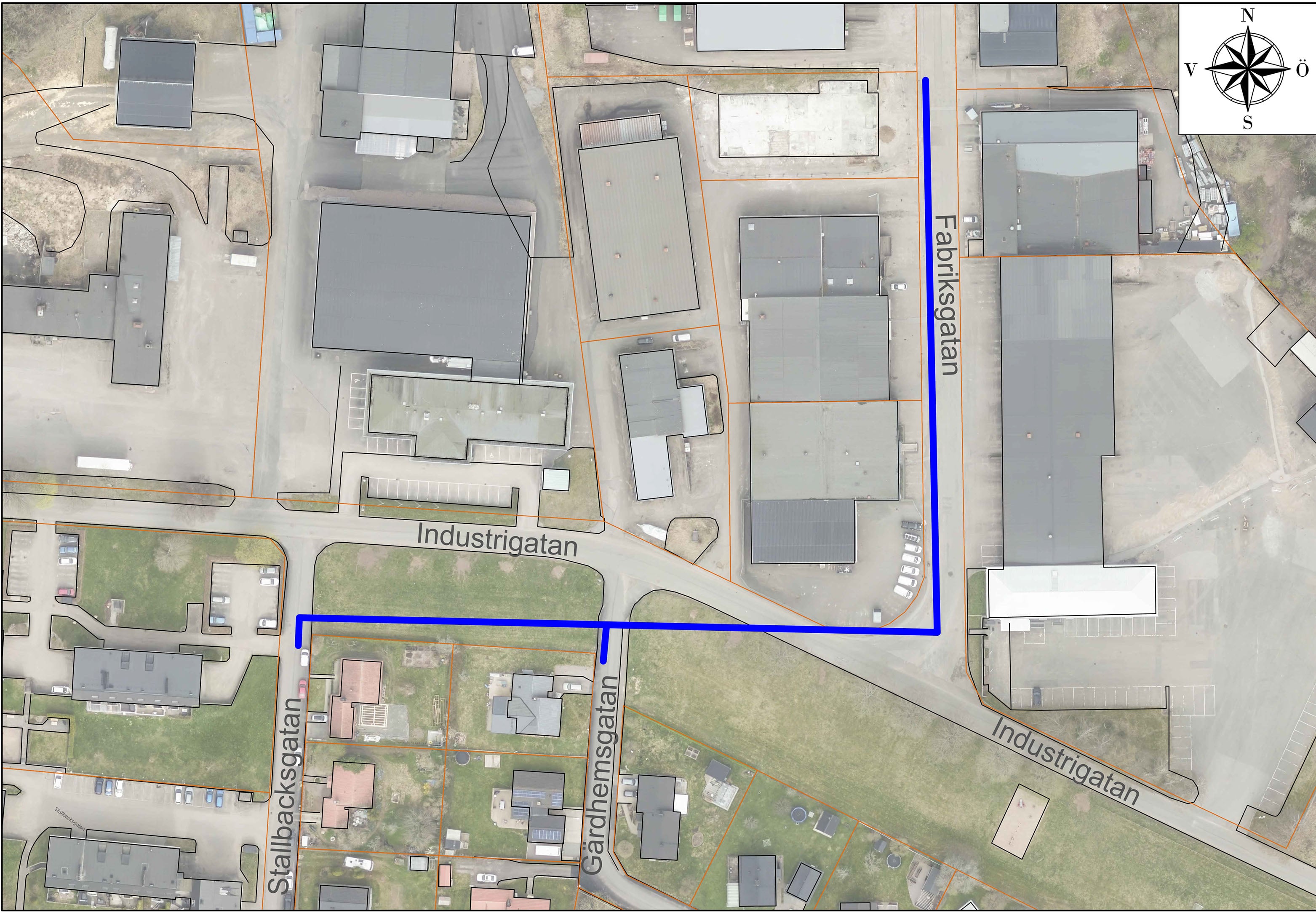 Karta över VA-arbete Industrigatan