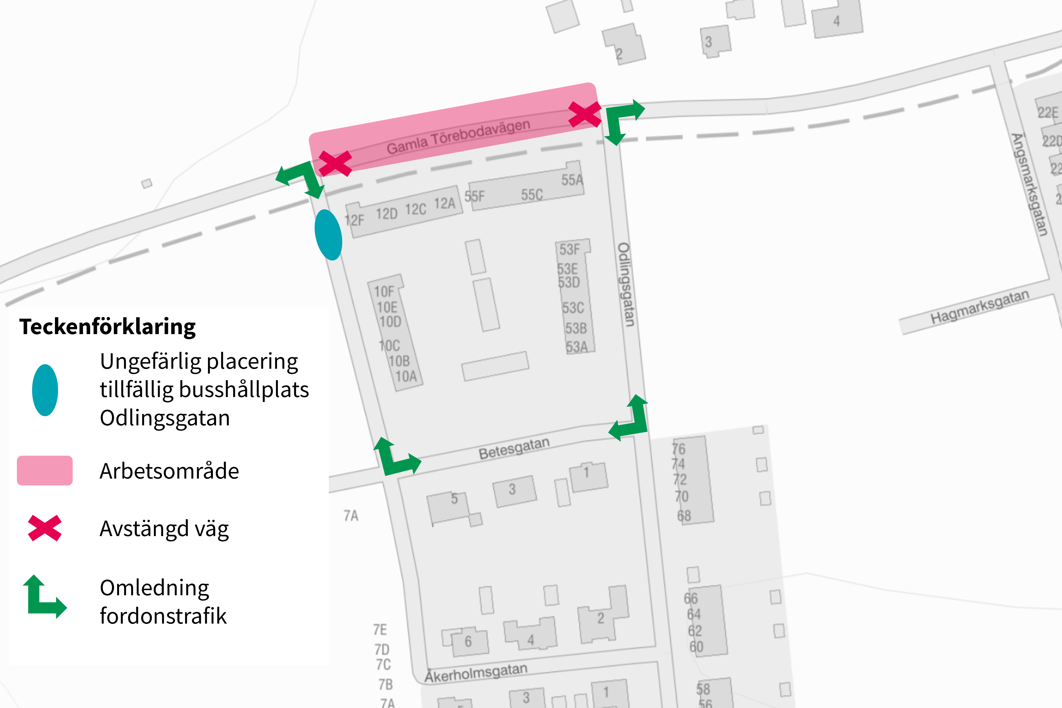 karta över avstängning och omledning
