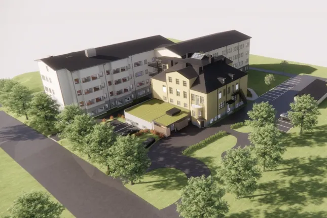 En datorgenererad projektbild av Skaraborgs Läns Sjukhem.